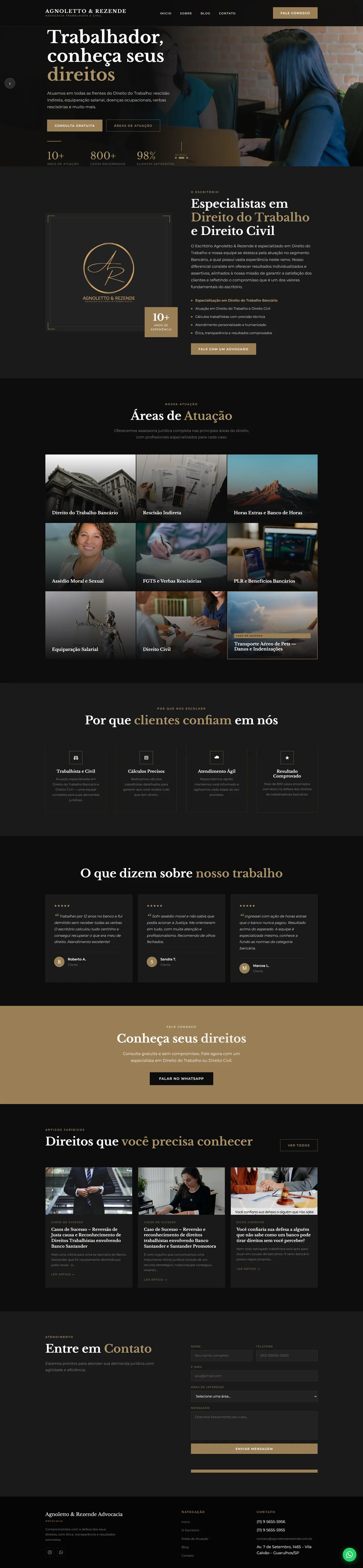 Site real desenvolvido pela Estouro para Agnoletto & Rezende