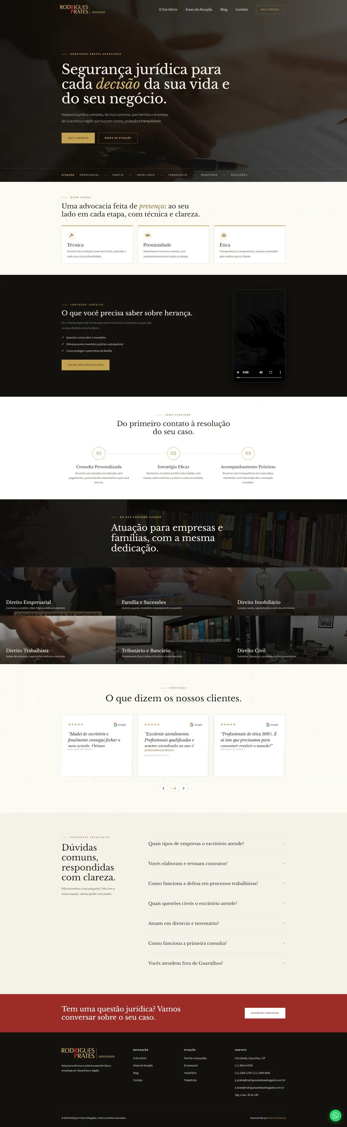 Site real desenvolvido pela Estouro para Rodrigues Prates Advogados
